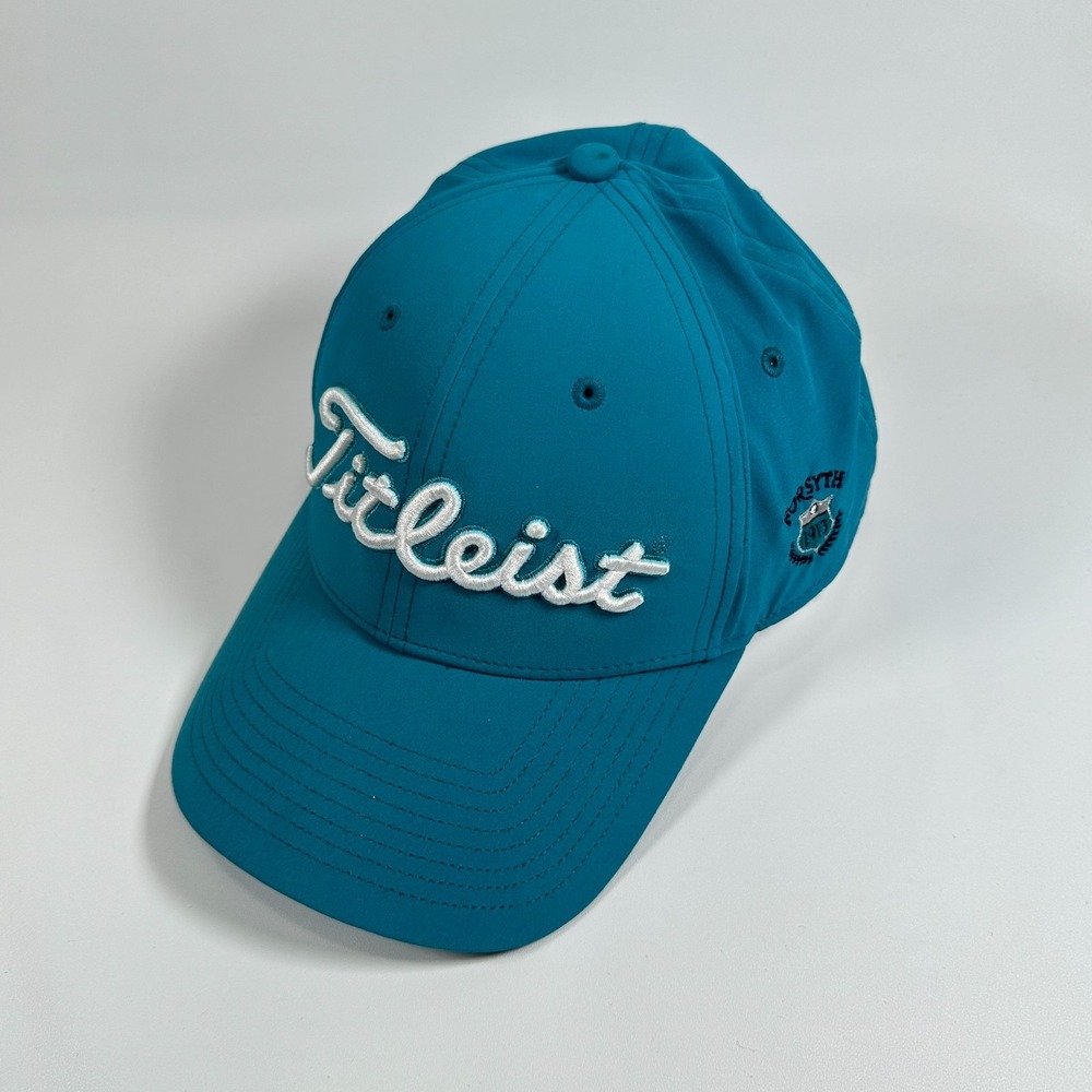 Titleist Golf Hat Strapback Dad Cap Mens Teal Blue Embroidered Zero Putts Given